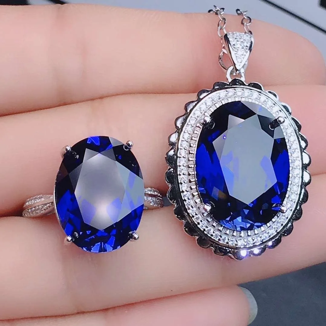 Blue Crystal CZ Ring and Necklace Oval Jewelry Set Silver Color Jewelry Set Wholesale for Women Girls Gift 
Blue Crystal CZ Ring and Necklace Oval Jewelry Set Silver Color Jewelry Set Wholesale for Women Girls Gift