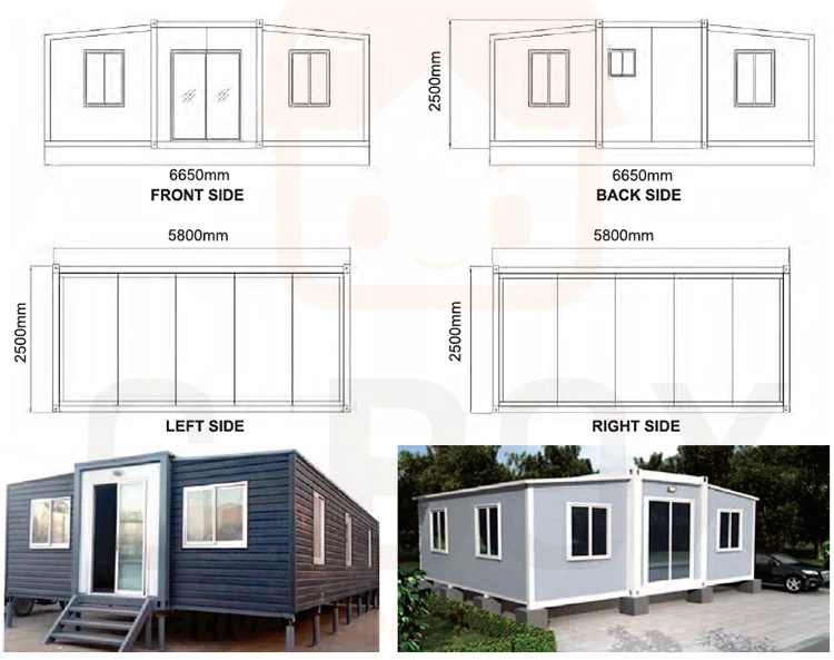 Expandable container house size