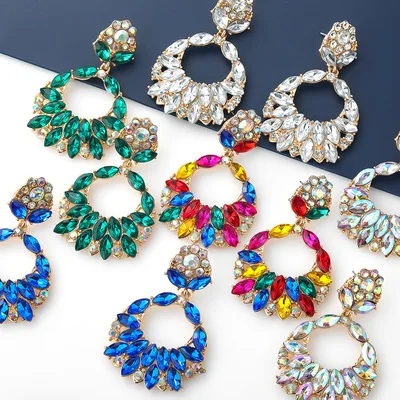 Hot Sale Colorful Rhinestone Hollow Circle Round Dangle Earrings Geometric Irregular Crystal Flower Earrings For Women
Hot Sale Colorful Rhinestone Hollow Circle Round Dangle Earrings Geometric Irregular Crystal Flower Earrings For Women