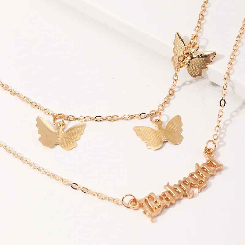 Wholesale fashion custom babygirl letter choker jewelry multi-layer gold butterfly necklace, As pictures
Wholesale fashion custom babygirl letter choker jewelry multi-layer gold butterfly necklace, As pictures