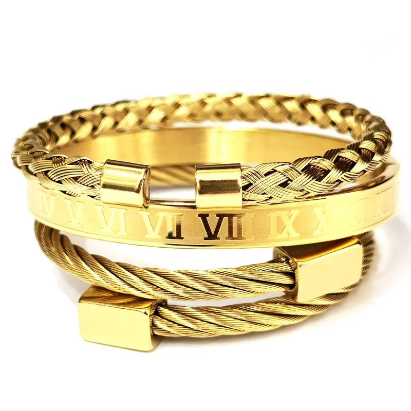 3PCS Set Stainless Steel Punk Bracelet Men Fashion Roman Numeral Bracelet Bangle Cable Wire Bangle Bracelet, Steel,gold,rose gold,.black
3PCS Set Stainless Steel Punk Bracelet Men Fashion Roman Numeral Bracelet Bangle Cable Wire Bangle Bracelet, Steel,gold,rose gold,.black