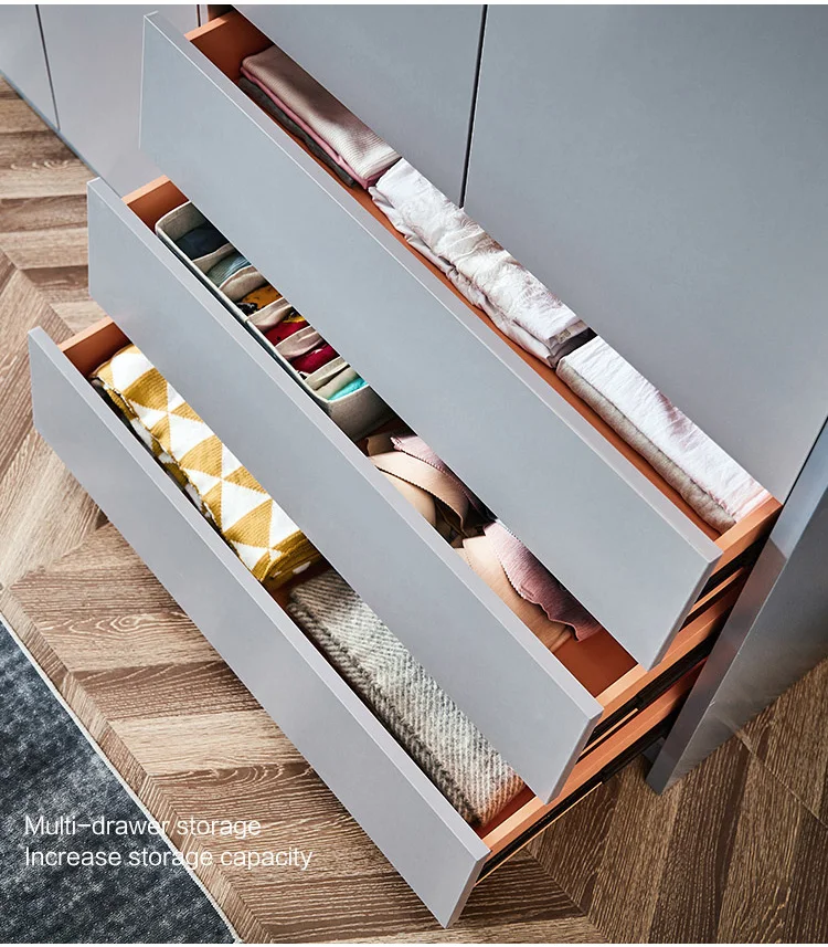 Linsy Home Nordic Simple Bedroom 4 Door Wardrobe Storage Level Door Modern Large Wardrobe