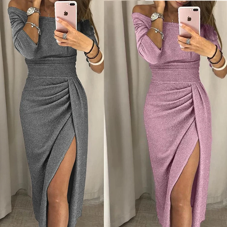 Women's bodycon dress evening women one-neck dress shiny woman party dress, As picture
Women's bodycon dress evening women one-neck dress shiny woman party dress, As picture