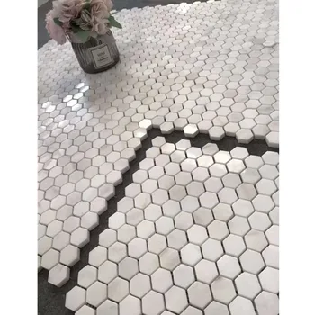 Mármol Blanco Hexágono Mosaico Baño Azulejo De Piso - Buy Hexágono