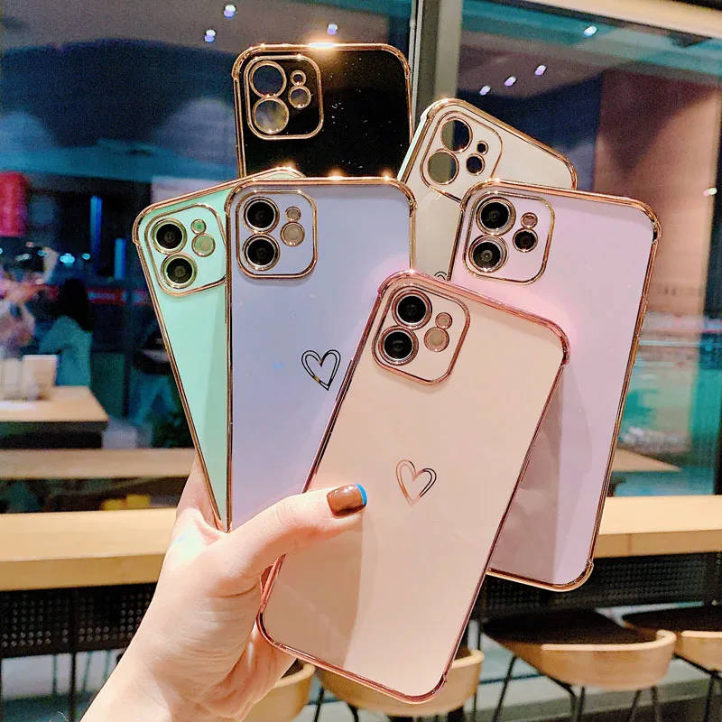 Camera Protection Phone Case for iphone 8 x 12 proX XR XS Max 7 8 Plus Mini Luxury Plating Love Heart Back Cover Funda
Camera Protection Phone Case for iphone 8 x 12 proX XR XS Max 7 8 Plus Mini Luxury Plating Love Heart Back Cover Funda