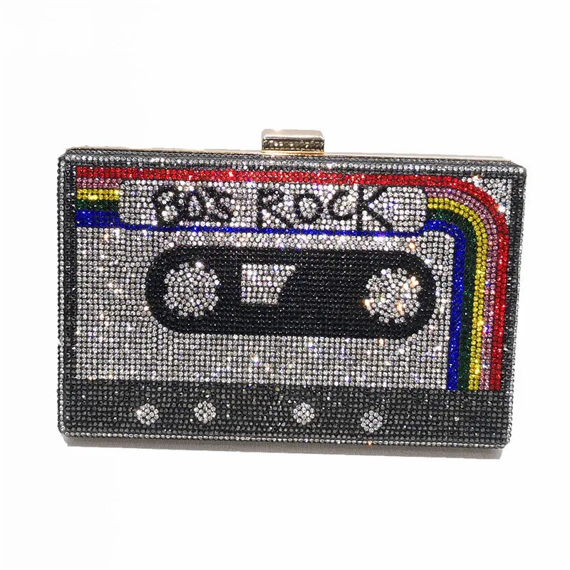 2021 diamond retro audio tape rhinestone handbag clutch bag evening purses(H142), Colors
2021 diamond retro audio tape rhinestone handbag clutch bag evening purses(H142), Colors