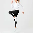 Ladies Sports Polyester Spandex Leggings,Womens Black Gym Activewear Leggings And Bra Set