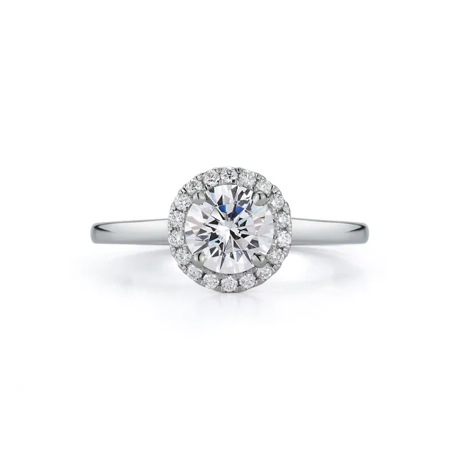 

Round Cut Engagement Ring in Solid 14k White Gold 1ct Moissanite Halo Diamond Ring Women Jewelry, Attractive