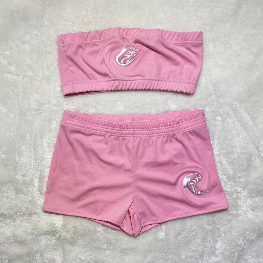 2021 Summer Women Solid Color Clothes Strapless Tube Two Piece Snack Shorts Set Brand Logo Skinny Bike Short Set
2021 Summer Women Solid Color Clothes Strapless Tube Two Piece Snack Shorts Set Brand Logo Skinny Bike Short Set