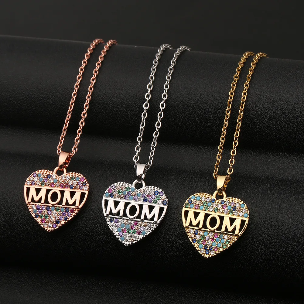 Luxury Color Rhinestone Crystal Heart Pendant Necklace Rainbow Zirconia MOM Letter Heart Necklace For Women
Luxury Color Rhinestone Crystal Heart Pendant Necklace Rainbow Zirconia MOM Letter Heart Necklace For Women