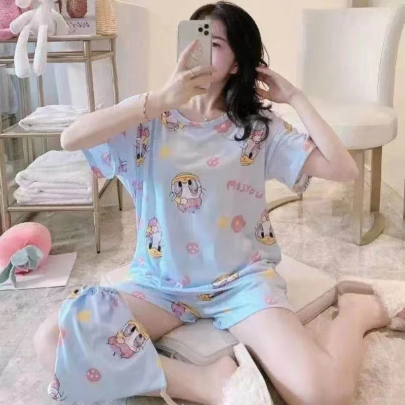 Pajamas women's summer loose plus size sweet and cute student short-sleeved shorts can wear Korean home service suits
Pajamas women's summer loose plus size sweet and cute student short-sleeved shorts can wear Korean home service suits