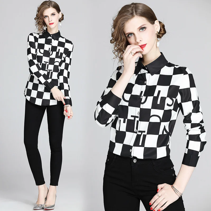 Droma ready to ship fashion clothing manufacturer office wear casual printing polo neck long sleeve women luxury plaid shirt, Picture color
Droma ready to ship fashion clothing manufacturer office wear casual printing polo neck long sleeve women luxury plaid shirt, Picture color