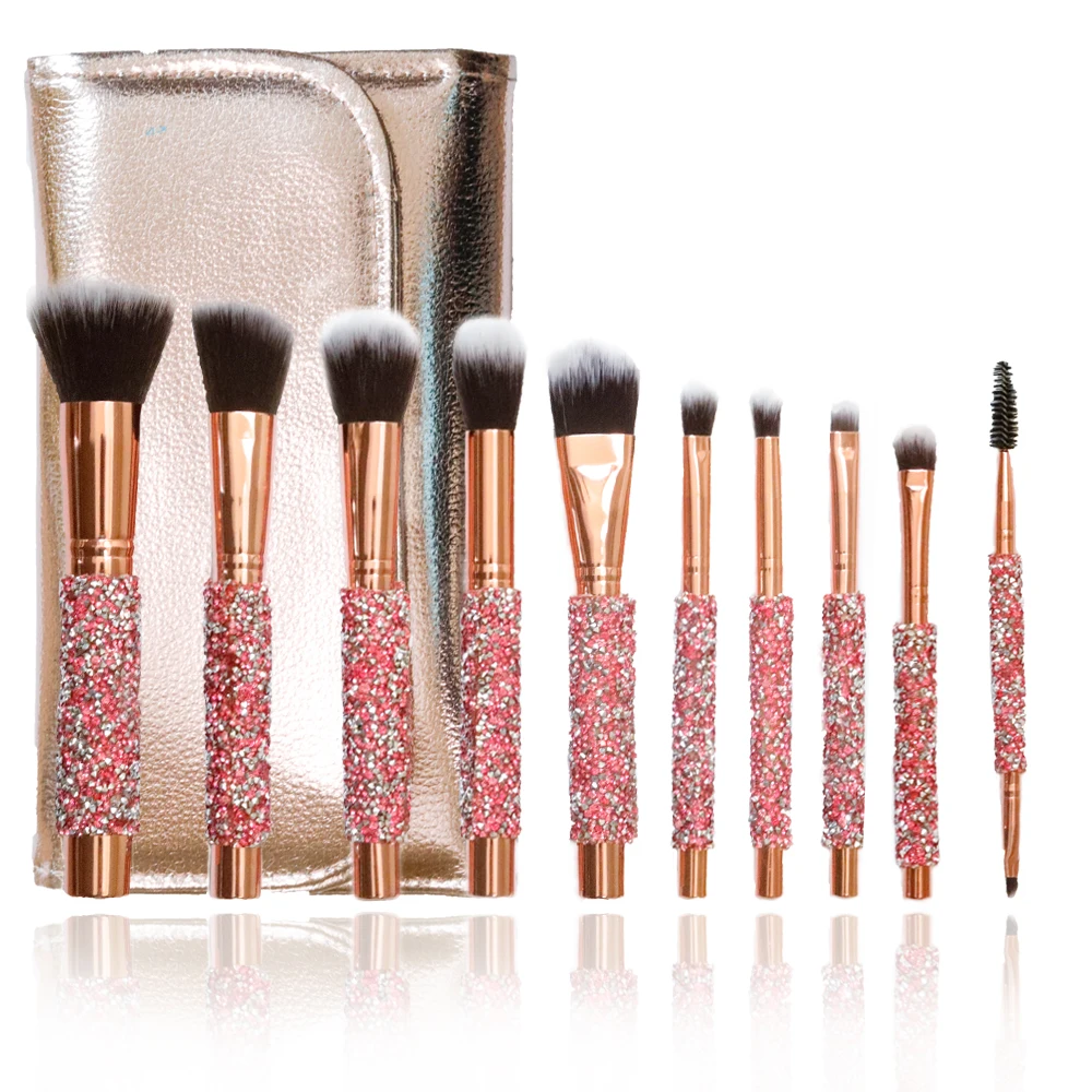 Custom 10pcs Brush Kit Shiny Crystal Rhinestone Handle Makeup Cosmetic Brush Mascara Pink Rose Gold Glitter Make Up Brushes Set, Cherry pink
Custom 10pcs Brush Kit Shiny Crystal Rhinestone Handle Makeup Cosmetic Brush Mascara Pink Rose Gold Glitter Make Up Brushes Set, Cherry pink