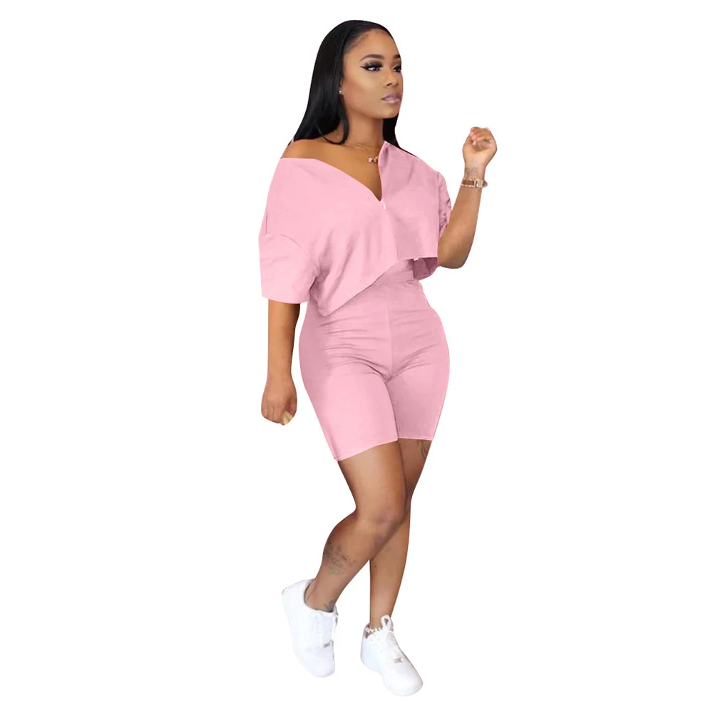 2021 women clothing European And American Women's Solid Color Short Sleeve Suit two piece short set clothing, Picture shows
2021 women clothing European And American Women's Solid Color Short Sleeve Suit two piece short set clothing, Picture shows