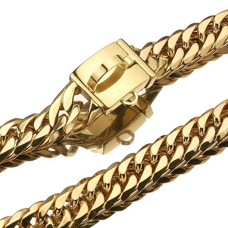 Custom Durable Gold Plating Large Cuban Link Chain Stainless Steel Stone Pet Dog Collar Choke Chains
Custom Durable Gold Plating Large Cuban Link Chain Stainless Steel Stone Pet Dog Collar Choke Chains