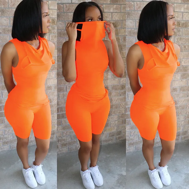 Fashion solid color 2 piece set for women sleeveless slim t shirt +shorts suit female casual streetwear outfits, Orange,red,blue,black
Fashion solid color 2 piece set for women sleeveless slim t shirt +shorts suit female casual streetwear outfits, Orange,red,blue,black
