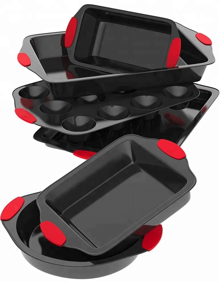 Nonstick Stainless Steel Silicone Bakeware 6-Piece Set, Latte Black with Cranberry Red Handle Grips-roaster Pan
Nonstick Stainless Steel Silicone Bakeware 6-Piece Set, Latte Black with Cranberry Red Handle Grips-roaster Pan