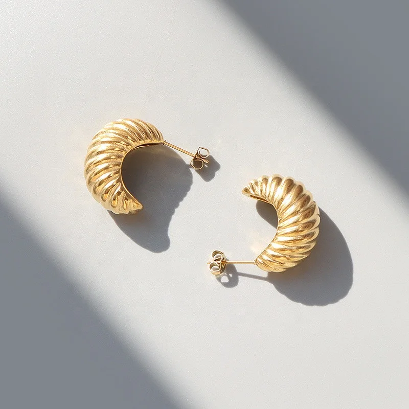 Fashion Twisted Stainless Steel Earrings Jewelry Women Titanium Steel 18K Gold Plated Earrings
Fashion Twisted Stainless Steel Earrings Jewelry Women Titanium Steel 18K Gold Plated Earrings