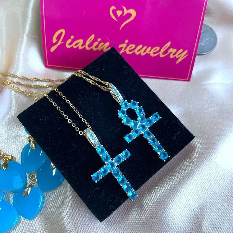 Charm Blue Diamond Cross Pendant Ankh Cross Necklace For Women Girls Cross Necklaces Jewelry Set Wholesale
Charm Blue Diamond Cross Pendant Ankh Cross Necklace For Women Girls Cross Necklaces Jewelry Set Wholesale