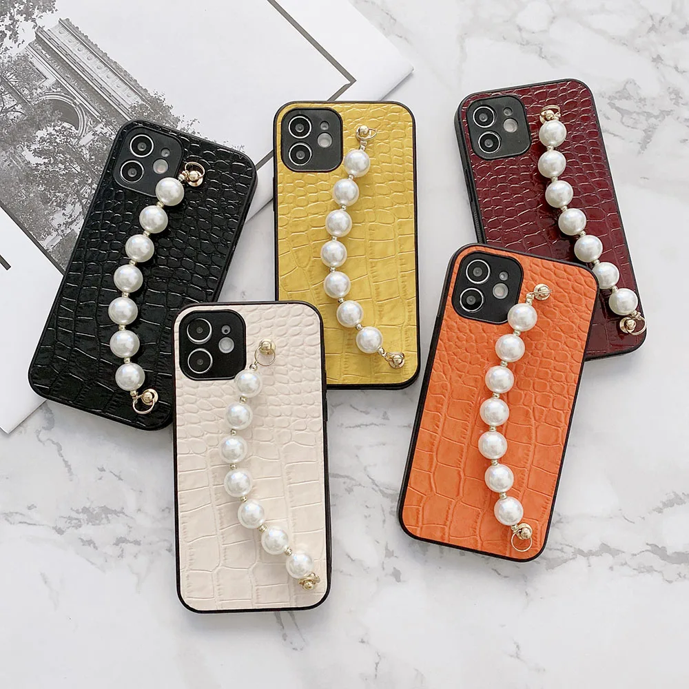 New crocodile pattern leather phone Case for iPhone 11 12 pro max mobile phone case with pearl chain, 5 colors
New crocodile pattern leather phone Case for iPhone 11 12 pro max mobile phone case with pearl chain, 5 colors