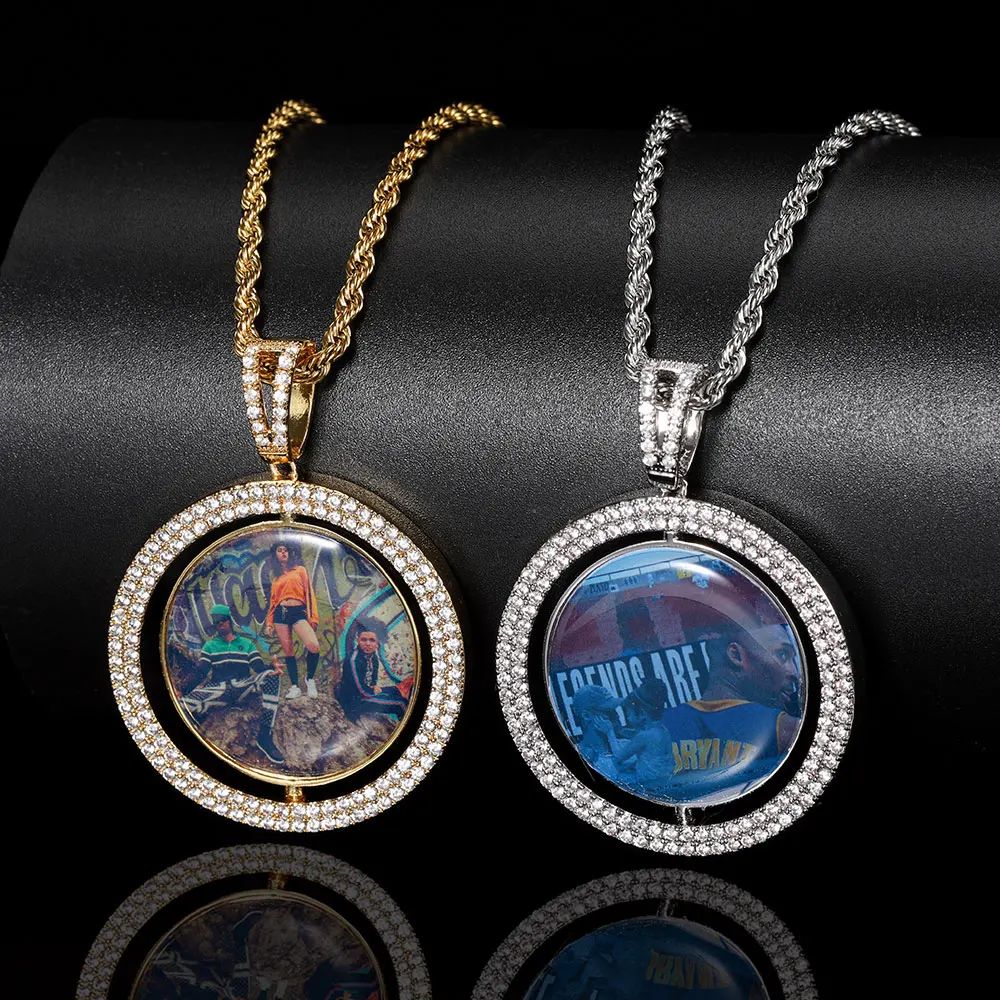 Custom Iced Out Hip Hop Medallion Memory Picture Necklace CZ Diamond Photo Spinning Pendant
Custom Iced Out Hip Hop Medallion Memory Picture Necklace CZ Diamond Photo Spinning Pendant