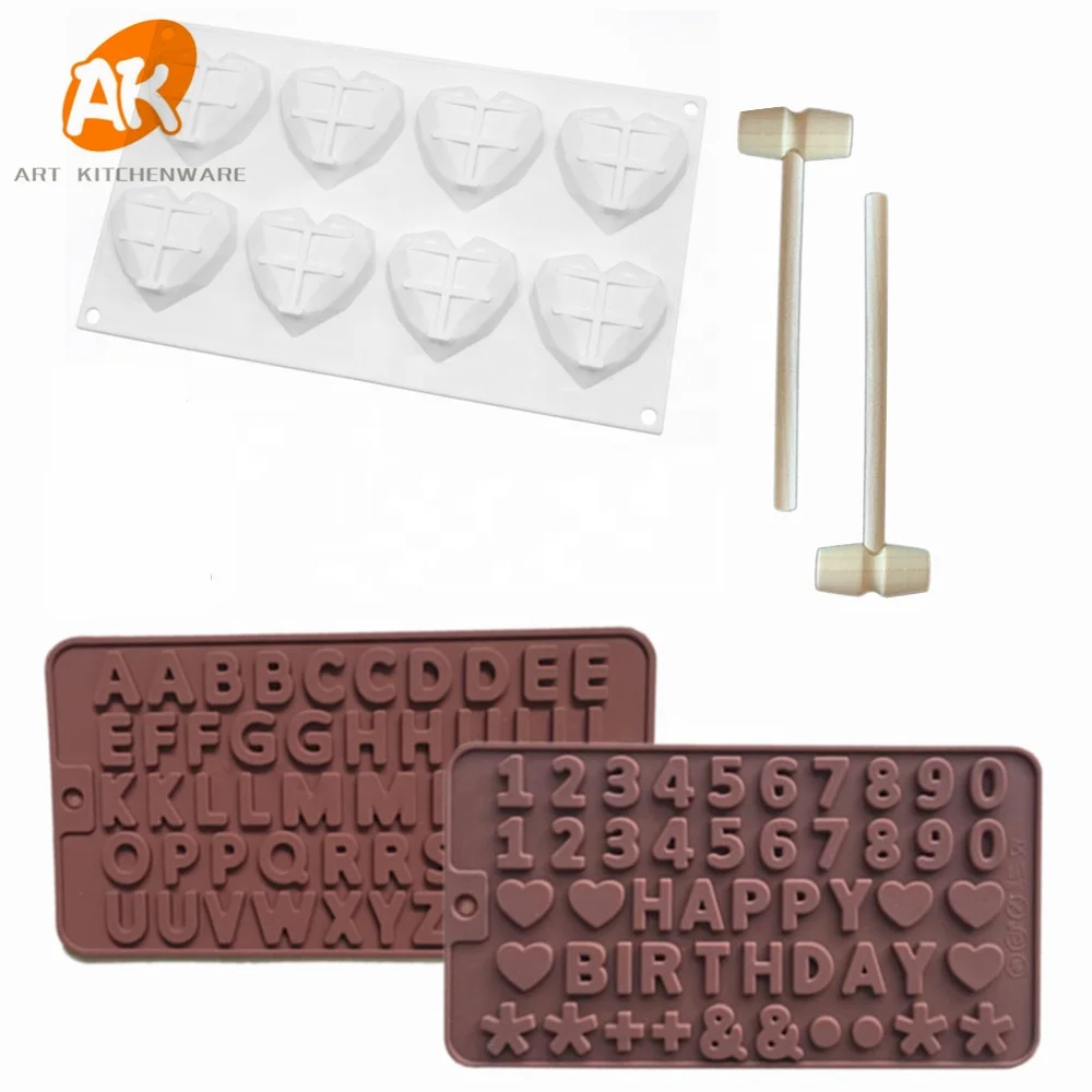 AK Love Heart 3D Silicone Chocolate Cake Molds Wooden Hammer Alphabet Number Mould Bakery Tools, Silicone mold is white or random
AK Love Heart 3D Silicone Chocolate Cake Molds Wooden Hammer Alphabet Number Mould Bakery Tools, Silicone mold is white or random