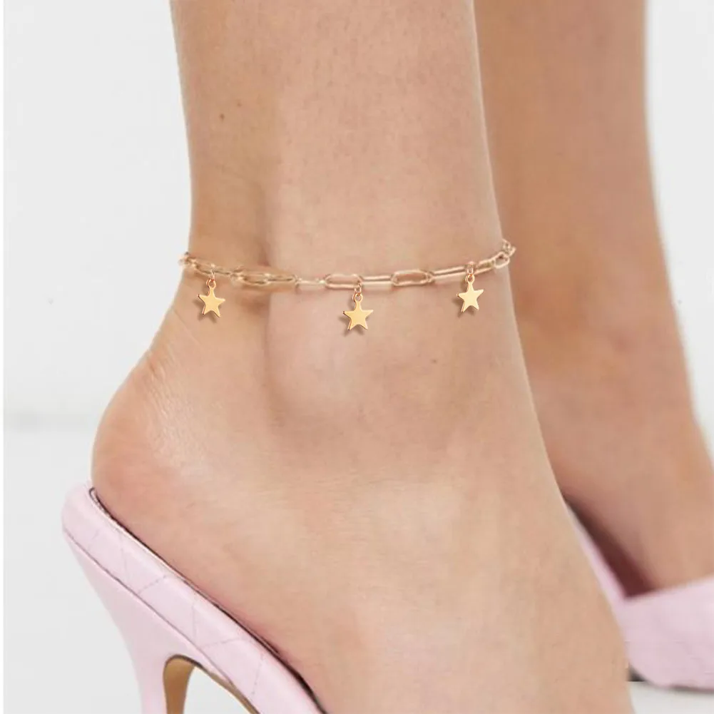 Simple Foot Jewelry Paper Clip Chain Star Moon Pendant Ankle Bracelet No Fade Stainless Steel Star Moon Tassel Ankle Anklets
Simple Foot Jewelry Paper Clip Chain Star Moon Pendant Ankle Bracelet No Fade Stainless Steel Star Moon Tassel Ankle Anklets