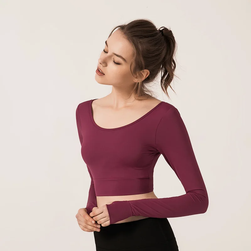 Autumn new long-sleeved yoga clothes exposed navel workout clothes long-sleeved women with chest pad sports T-shirt, As pictures
Autumn new long-sleeved yoga clothes exposed navel workout clothes long-sleeved women with chest pad sports T-shirt, As pictures