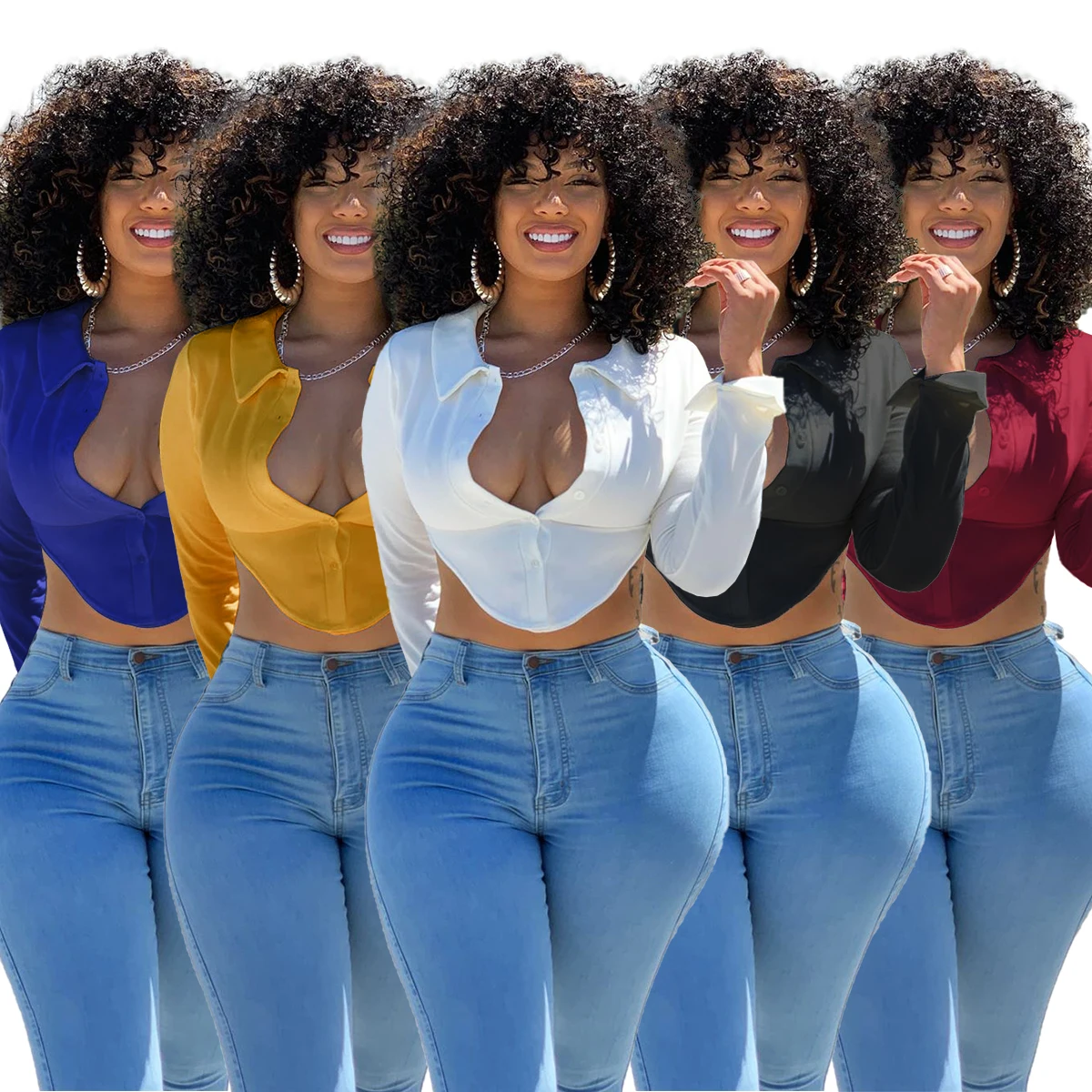 2021 Sexy Long Sleeve Women Top Solid Color Cropped Tops Wholesale Bulk Crop Tops Shirts, 5colors
2021 Sexy Long Sleeve Women Top Solid Color Cropped Tops Wholesale Bulk Crop Tops Shirts, 5colors