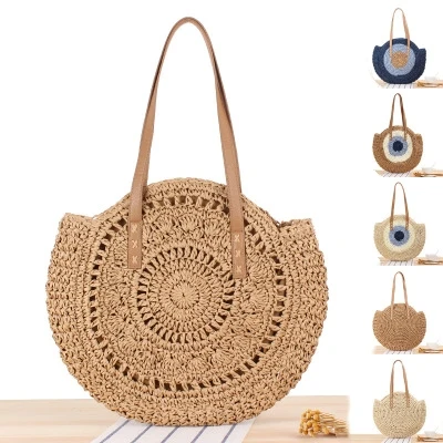 Fashion Rattan Women Straw Shopping Bags Weaving Beach Handbag with Leather Handle
Fashion Rattan Women Straw Shopping Bags Weaving Beach Handbag with Leather Handle
