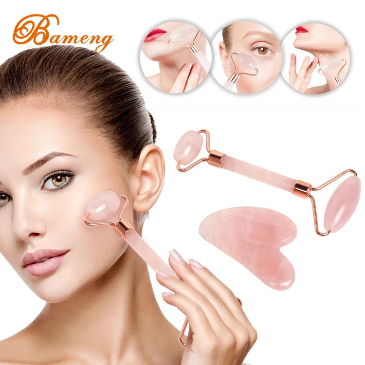 Pink quartz jade face roller gua sha set rose quartz jade facial massage roller
Pink quartz jade face roller gua sha set rose quartz jade facial massage roller