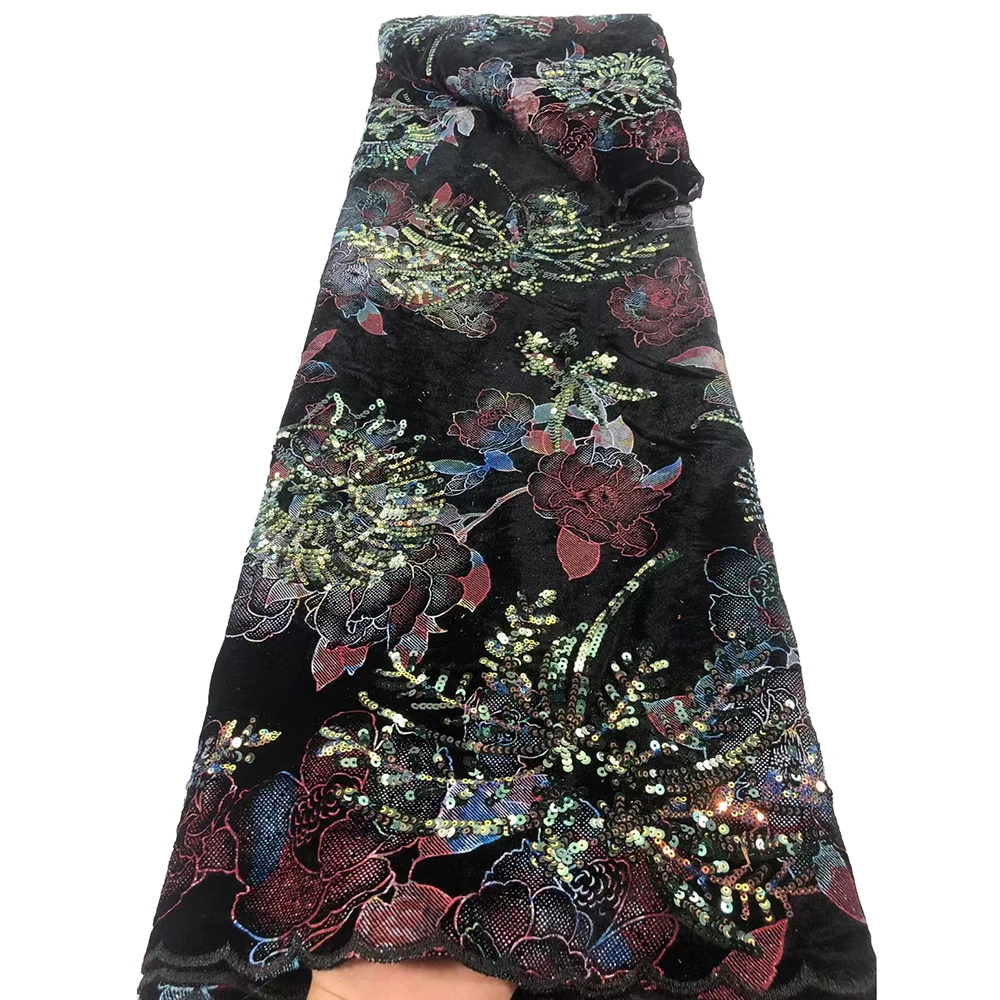 Velvet Sequins Lace Fabrics High Quality Embroidery French Sequins Lace Women Wedding Party Dress Material
Velvet Sequins Lace Fabrics High Quality Embroidery French Sequins Lace Women Wedding Party Dress Material
