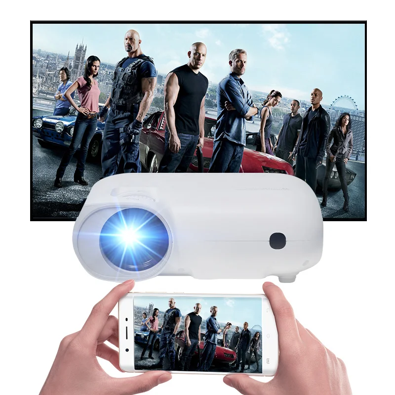 

Projector supplier 1080P Laser home Mini Beamer small Full HD optoma movie WIFI video LCD smart LED portable mirror proyector, White
