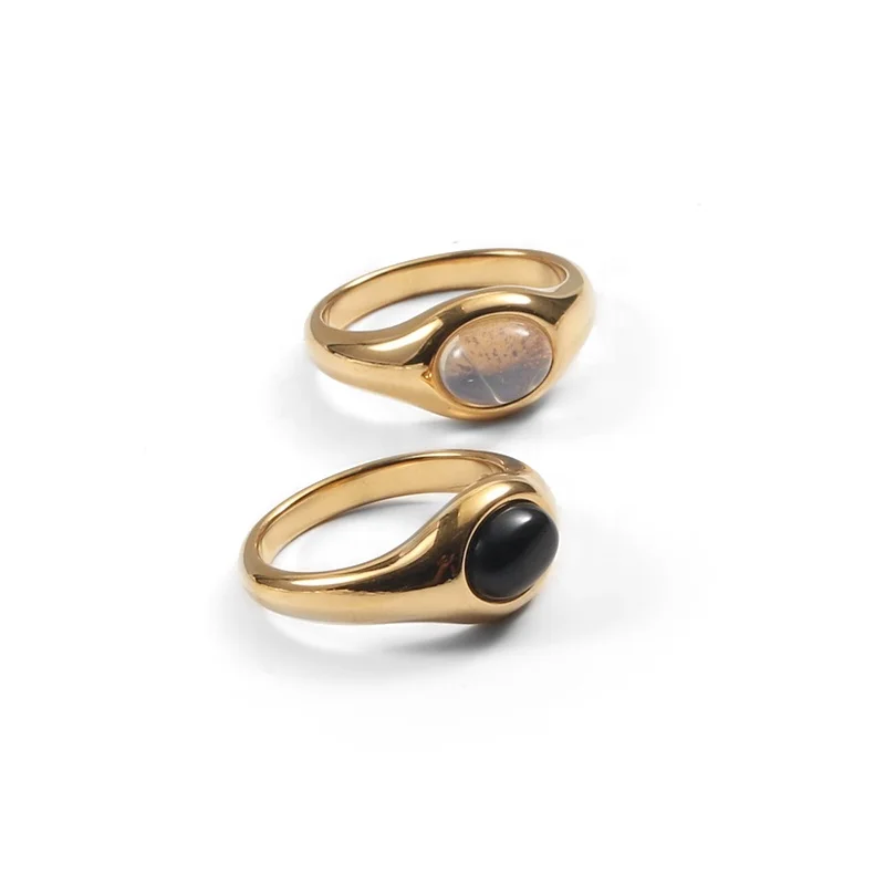 Dainty 18k Gold Plated Black Agate White Moon Stone Stainless Steel Band Rings For Ladies Gift
Dainty 18k Gold Plated Black Agate White Moon Stone Stainless Steel Band Rings For Ladies Gift