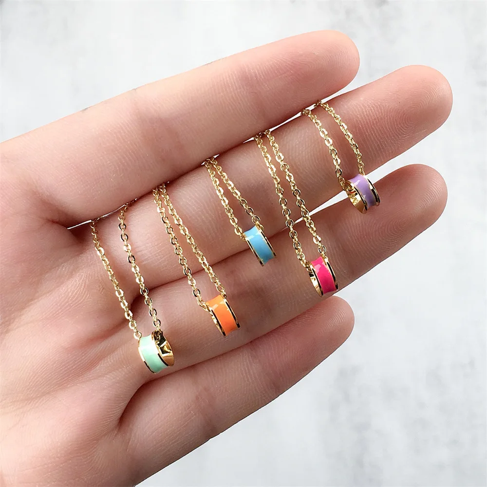 Geometric Oil Dripping Metal Chain Pendant Necklace Colorful Small Circle Enamel Pendant Necklace For Girl
Geometric Oil Dripping Metal Chain Pendant Necklace Colorful Small Circle Enamel Pendant Necklace For Girl