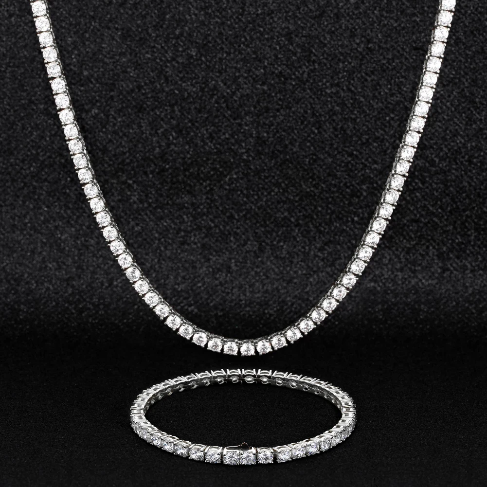 KRKC Drop Shipping 1pcs Service 4mm White Gold Plated CZ Diamond Tennis Bracelet and Necklace Set Jewelry Tennis Chain for women
KRKC Drop Shipping 1pcs Service 4mm White Gold Plated CZ Diamond Tennis Bracelet and Necklace Set Jewelry Tennis Chain for women