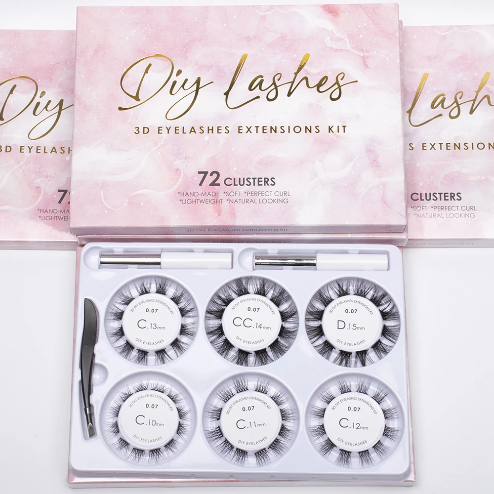 

Easy Wear Individual Eyelash Cluster Fashion DIY Lashes set C D DD curl eyelash 72 clusters lashes kit for extension