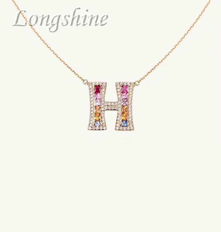Personalized Custom Name Jewelry Natural Sapphire Rainbow Necklace Diamond Choker 18K Gold Letter Pendant, Yellow gold
Personalized Custom Name Jewelry Natural Sapphire Rainbow Necklace Diamond Choker 18K Gold Letter Pendant, Yellow gold