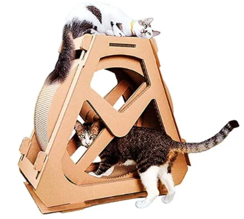 

Pet Fitness Treadmill Corrugated Paper Cat Climbing Toy Ferris Cat Excercise Wheel, Natural