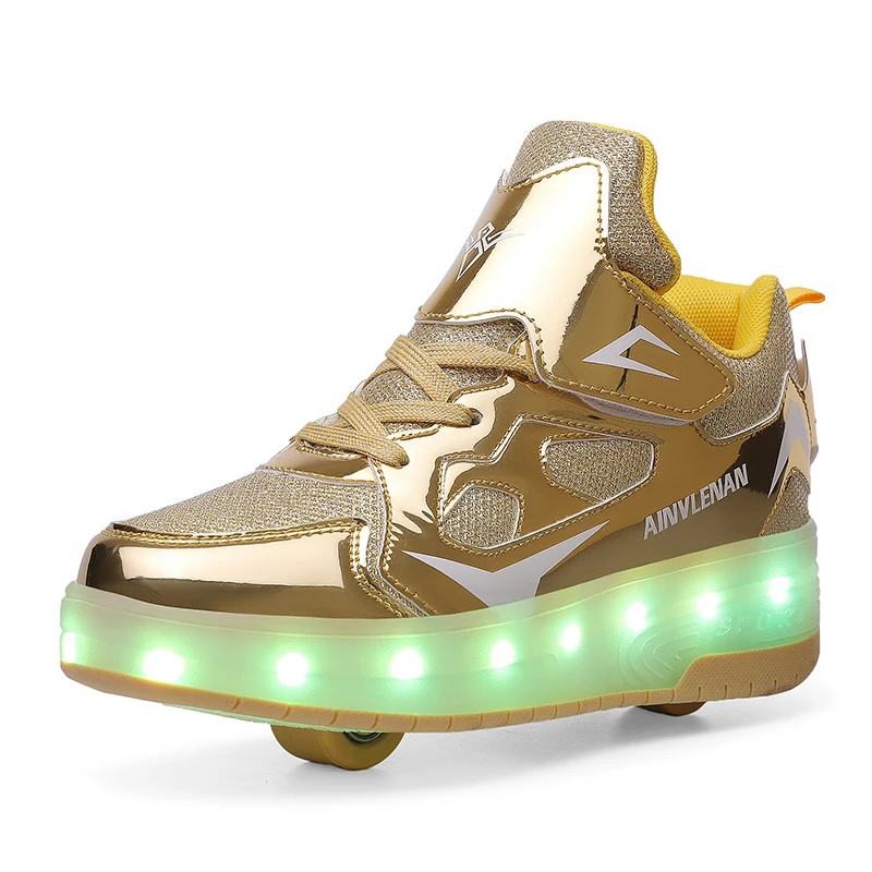 ETLieren Double Wheels LED USB Charging with 7 Colors Light Up Fashion Sneakers Boys Roller Shoes for Girls Kids, Gold, silver, black, pink, red
ETLieren Double Wheels LED USB Charging with 7 Colors Light Up Fashion Sneakers Boys Roller Shoes for Girls Kids, Gold, silver, black, pink, red