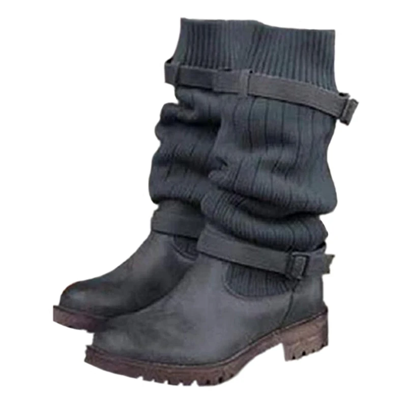 Hot Selling Women's Boots Plus Size Pure Color Woolen Leather Stitching Square Heel Belt Buckle Winter Boots For Women
Hot Selling Women's Boots Plus Size Pure Color Woolen Leather Stitching Square Heel Belt Buckle Winter Boots For Women