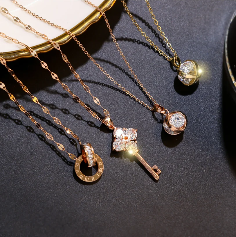 Latest Design Rose Gold Fashion Titanium steel Necklace Jewelry Diamond Pendant anti-allergy women Necklace, Gold/rose gold/silver
Latest Design Rose Gold Fashion Titanium steel Necklace Jewelry Diamond Pendant anti-allergy women Necklace, Gold/rose gold/silver