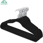 Avisday Velvet Hangers Black Non-Slip Anti-Rust Silver Hook Clothes Organizer With Notches