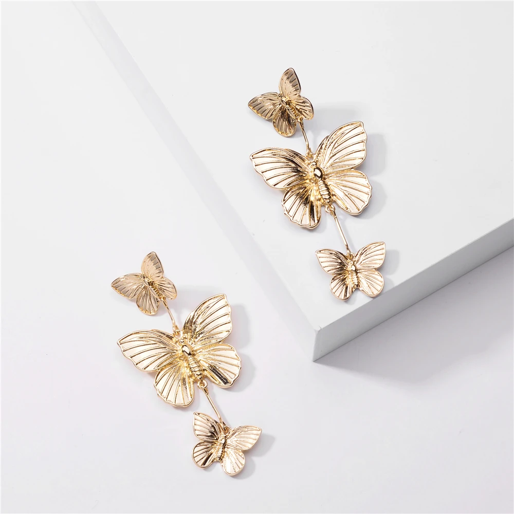 Gold Color Triple Butterfly Pendant Drop Earrings for Women-Butterflies Statement Earring Trendy, As pic
Gold Color Triple Butterfly Pendant Drop Earrings for Women-Butterflies Statement Earring Trendy, As pic