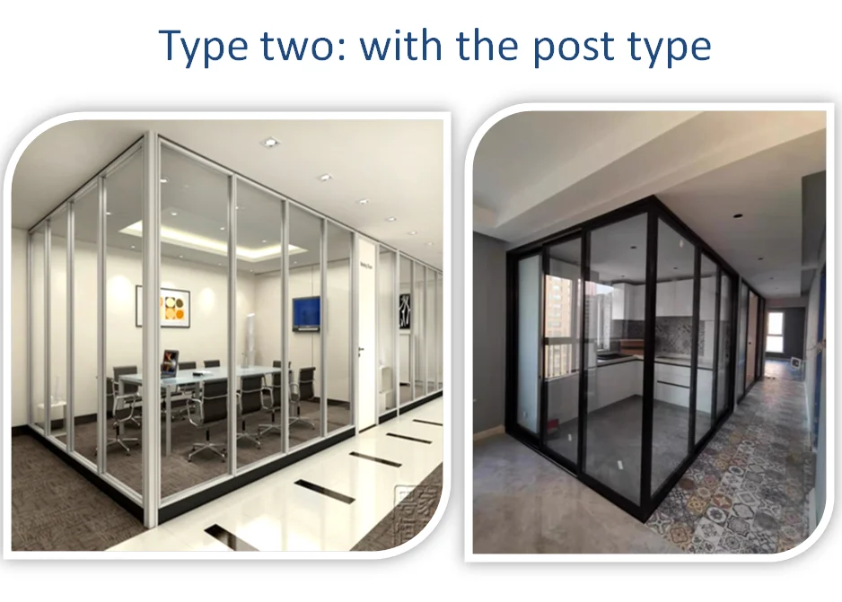 hospital profile interior room office soundproof wall tempered glass  aluminium partition