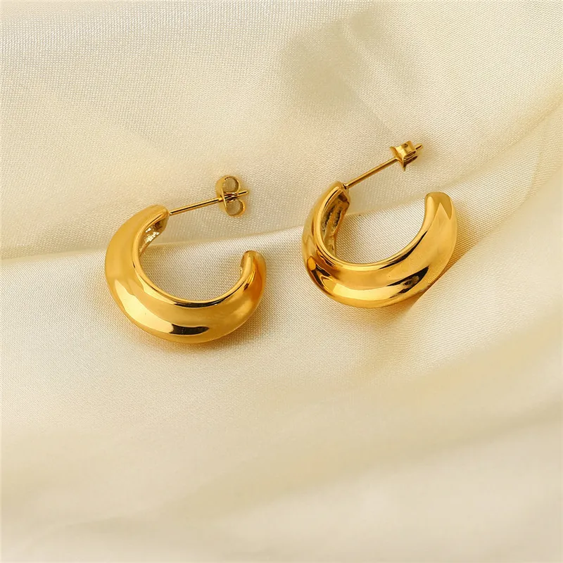 Hongtong Fashion C Shape Stainless Steel Earrings 18K Gold Hoop Croissant Earrings For Women Jewelry, Picture shows
Hongtong Fashion C Shape Stainless Steel Earrings 18K Gold Hoop Croissant Earrings For Women Jewelry, Picture shows