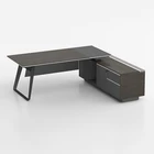 black creative tea movable l-shape office table for boss