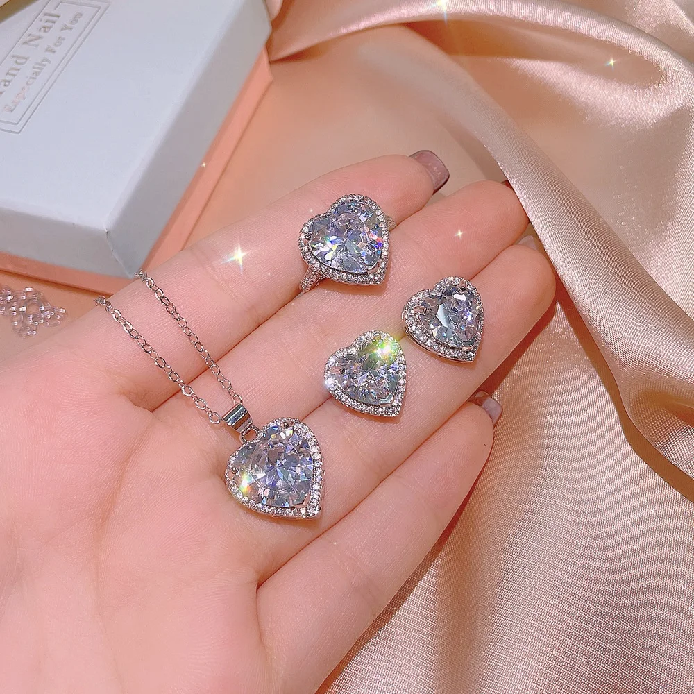 Luxury Band Wedding Jewelry Set for Women Bling Zircon Romantic Heart Shape Engagement Party Jewelry Gift, Customized color
Luxury Band Wedding Jewelry Set for Women Bling Zircon Romantic Heart Shape Engagement Party Jewelry Gift, Customized color