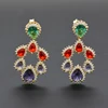 The new listing CZ 3 Tones Gold Plated teardrop Design Fashion Jewelry women dangle stone earrings