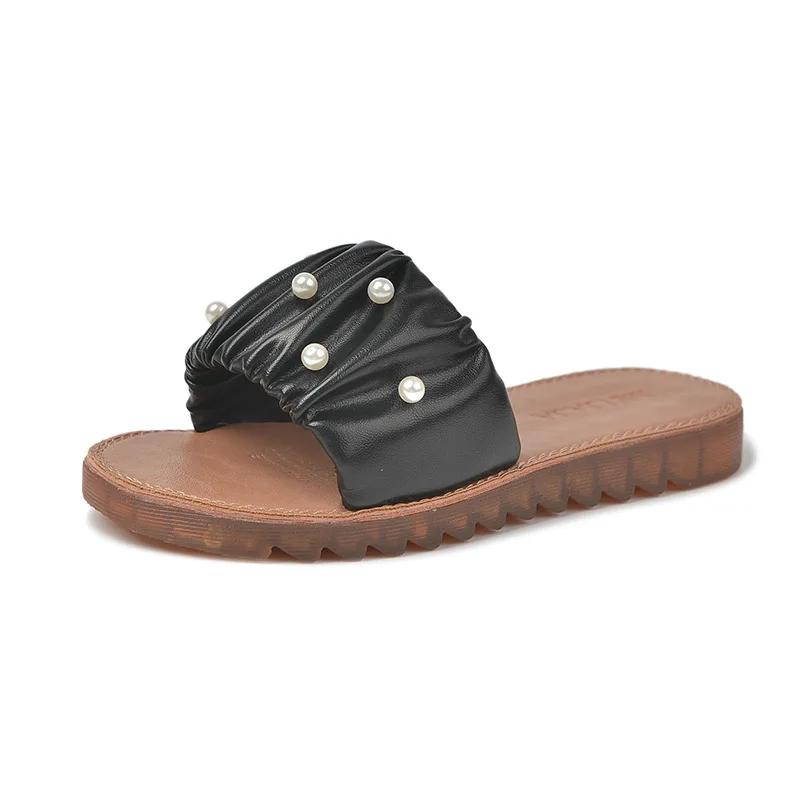 2021 New Arrival Summer Fashion Casual Korean Ladies Slippers Solid Color Open Toe Pearl Folded Ladies Flat Slippers
2021 New Arrival Summer Fashion Casual Korean Ladies Slippers Solid Color Open Toe Pearl Folded Ladies Flat Slippers